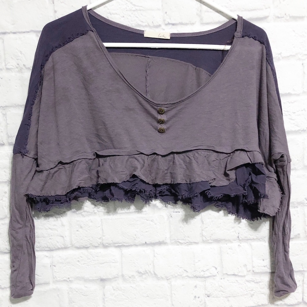 LUSH Purple Ruffled Crop Top💜 - Picture 2 of 4